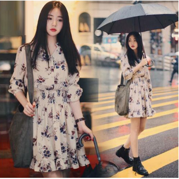 Váy Hoa Nhí Đầm Voan Dáng Dài đẹp dễ thương dáng xòe có lớp lót Quảng Châu Hanh96Boutique
