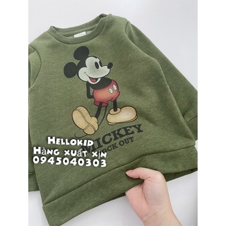 Bộ nỉ Mickey xanh lá cho bé