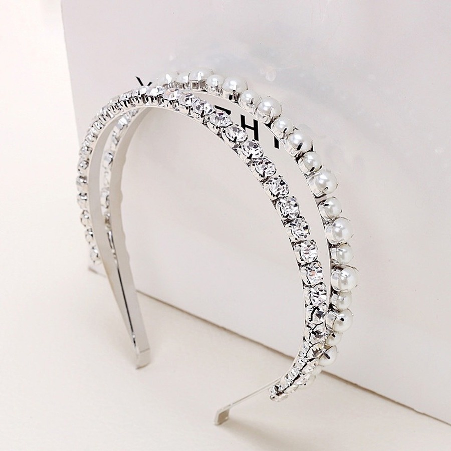 Băng Đô Cài Tóc Đính Đá Và Ngọc Trai Nhân Tạo Thời Trang