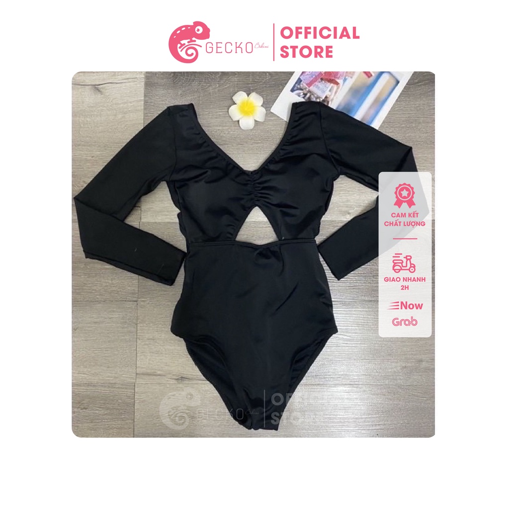 Bikini Đồ Bơi 1 Mảnh Cổ Tim Tay Dài GK0128 (Ảnh Thật)