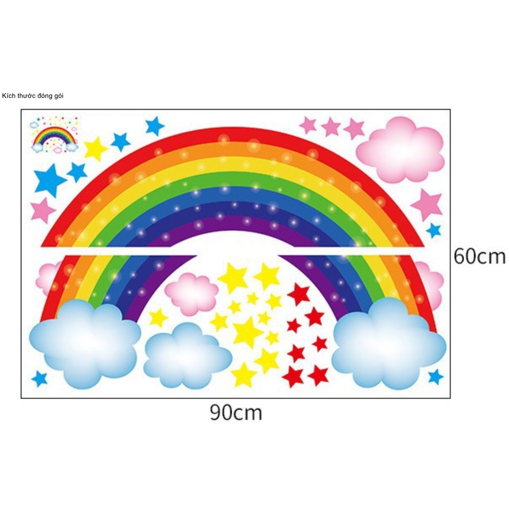 Decal dán tường trang trí - CẦU VÒNG SẮC MÀU TRẺ THƠ