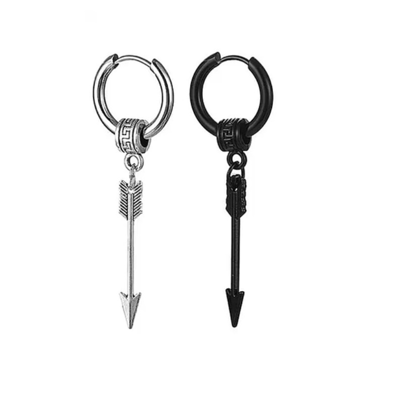 Bông Tai Nam Dài Hình Mũi Tên Titan Ko Đen TT 4293 - 1 Cái