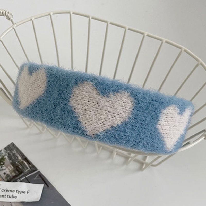 Băng Đô Cài Tóc Bằng Xốp Và Vải Lông Hình Trái Tim Phong Cách Vintage