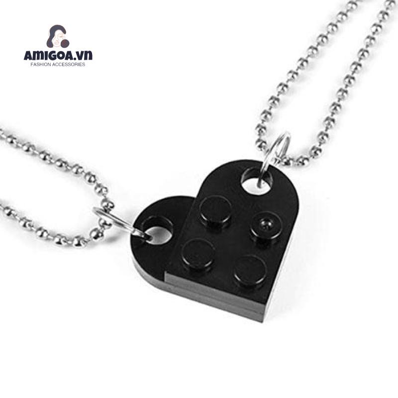 Vòng cổ Mặt Hình Trái Tim Có Thể Tháo Rời Phong Cách Hip Hop Thời Trang Cho Cặp Đôi