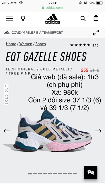 [CHÍNH HÃNG] Thanh lý Giày Adidas EQT Gazelle