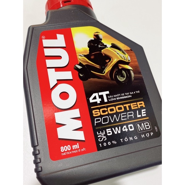 Dầu nhớt Motul tay ga Scooter Power LE tem vàng 4T SAE 5W40 800ml