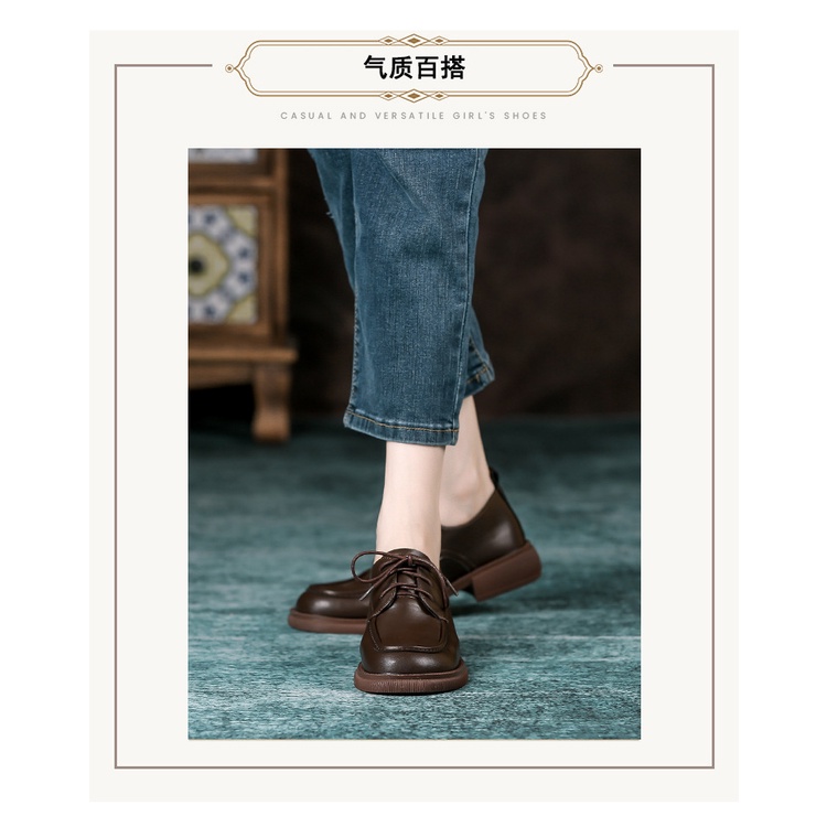 Giày Da oxford Đế Mềm Phong Cách retro Anh Quốc Cho Nữ