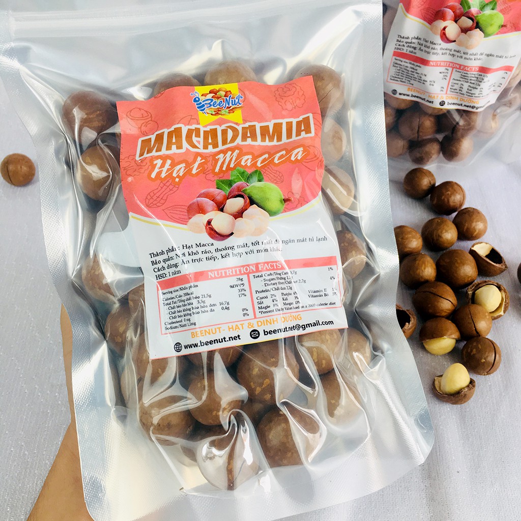 Hạt macca Úc nứt vỏ (1KG) (Combo 2 Phần 500g) (Có tặng dụng cụ tách vỏ) Hạt to, đều Hạt dinh dưỡng BeeNut