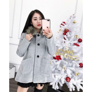 Áo dạ 3 cúc túi chéo mũ lông nhiều màu kèm ảnh thật