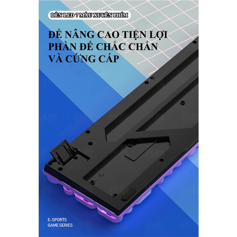 Bàn phím YINDIAO K600 giả cơ nút tròn nhiều màu sắc và có đèn led xuyên phím chuyên game - NK