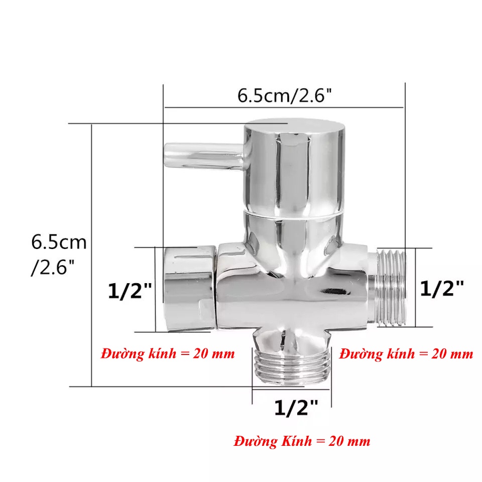 KHÓA T CHIA 3 ĐƯỜNG NƯỚC, DÙNG CHO SEN TẮM