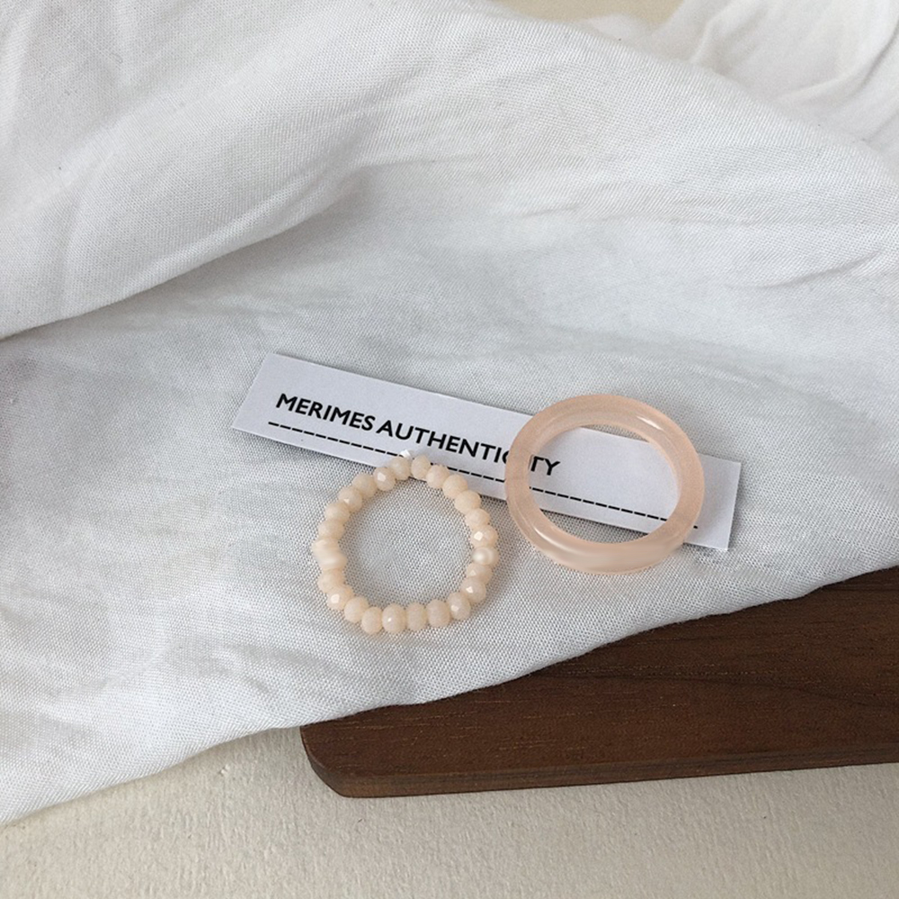 Set 2 Nhẫn Nhựa Màu Trơn Phong Cách Cổ Điển