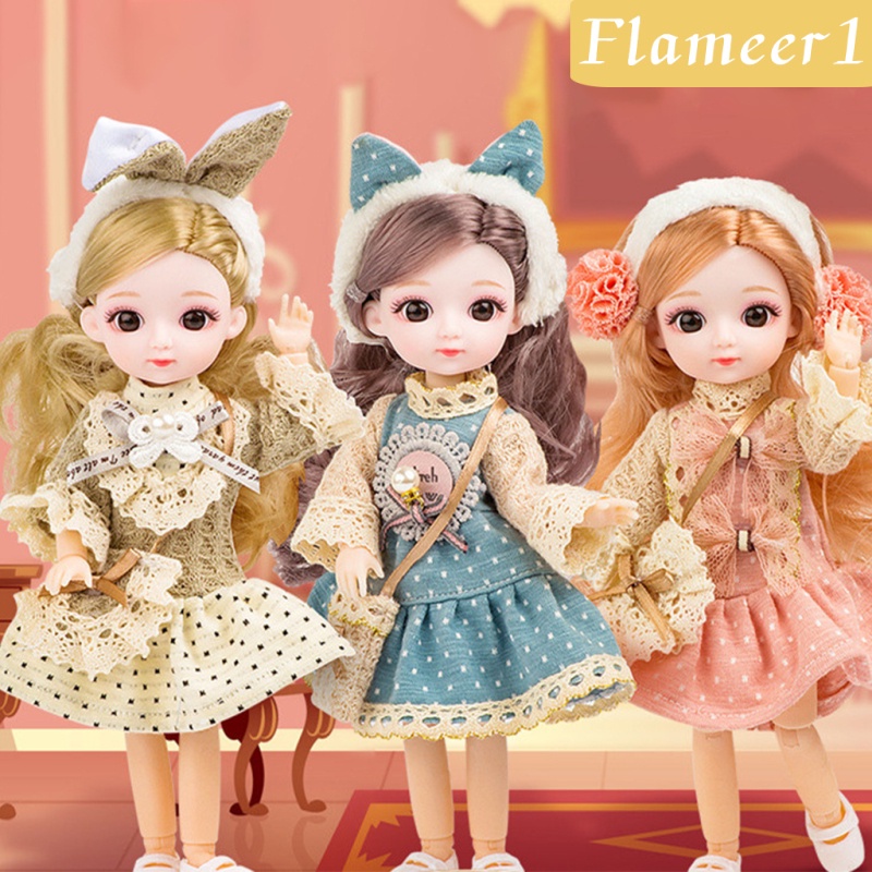 [Flameameer1] Búp Bê BJD Mặc Đầm Thời Trang Quà Tặng Giáng Sinh Cho Bé Gái