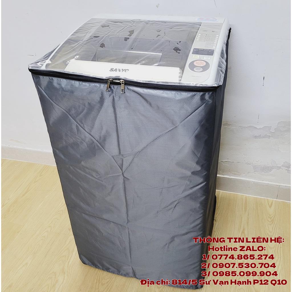 Áo Trùm Bảo Vệ Máy Giặt Cao Cấp Mặt Trong Suốt PVC - Túi Trùm Bọc Máy Giặt Cửa Trên, Lồng Đứng