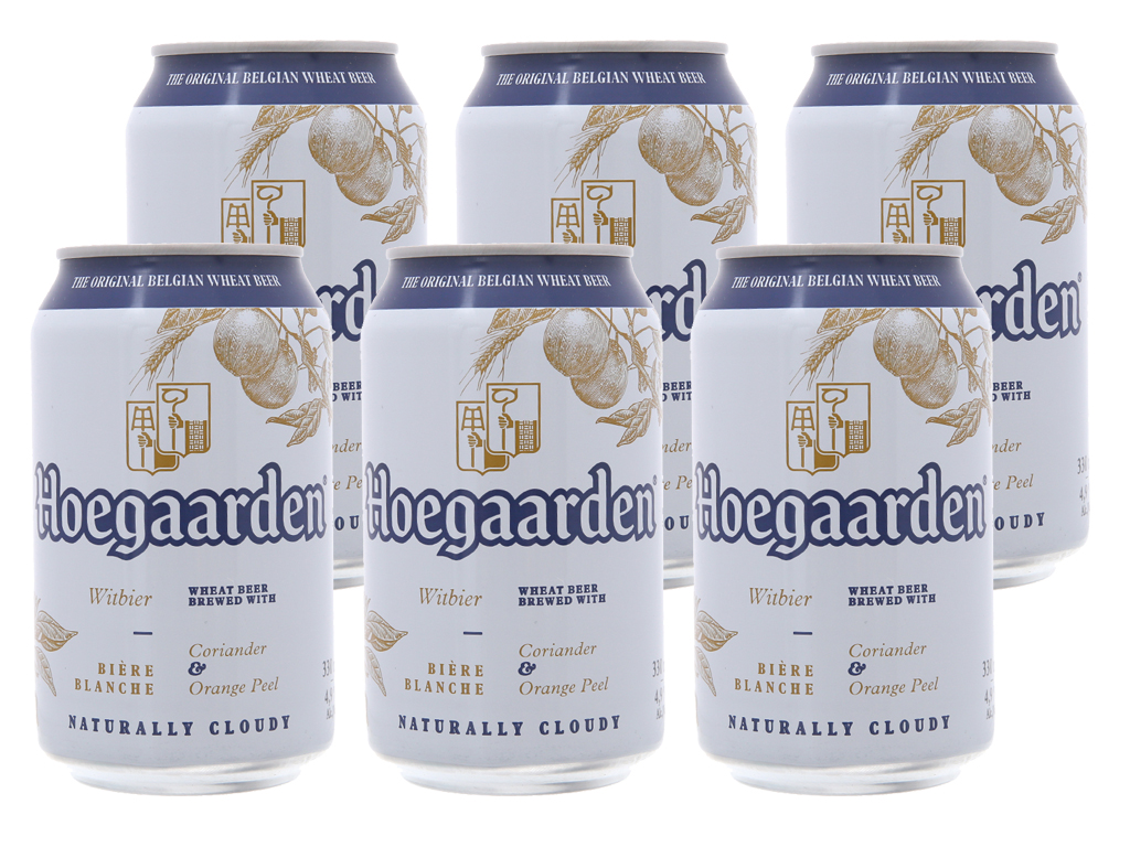 Bia Hoegaarden white bỉ thùng 24 lon  / Lốc 6 lon Bia Bỉ Hoegaarden Original 330ml
