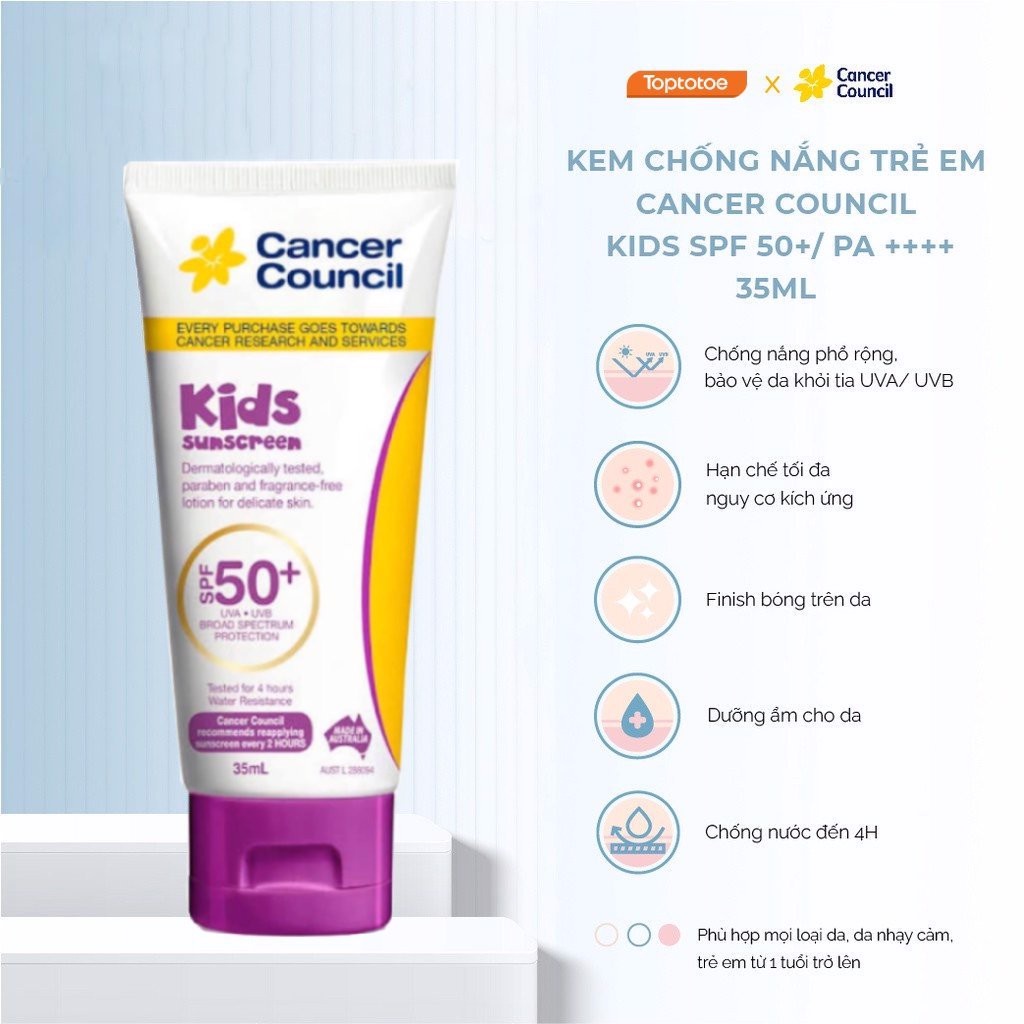 Kem chống nắng Cancer Council Active/Sensitive/Moisturising/Ultra/Everyday SPF 50+/ PA +++ 35ml - 110ml