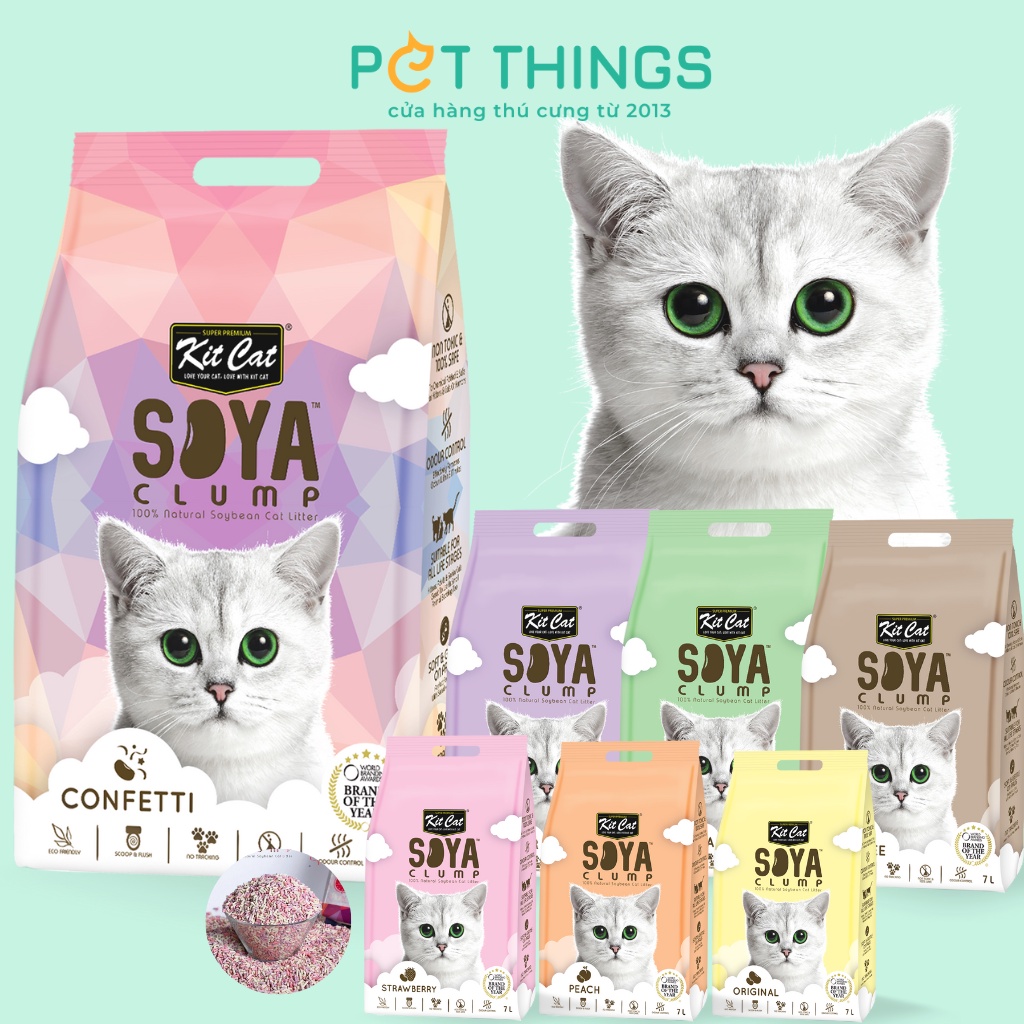 Kit Cat Cát đậu nành SOYA 7L vón cục SIÊU KHỬ MÙI vệ sinh cho mèo