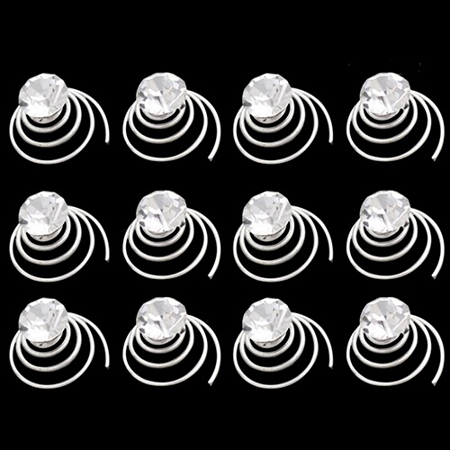 Set 12 Trâm Cài Tóc Dạng Xoắn Ốc Đính Đá Sang Trọng Cho Cô Dâu