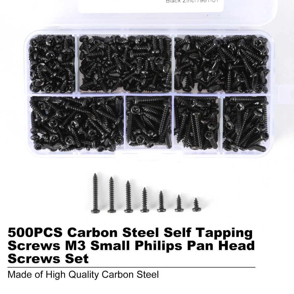 Bộ 500 Ốc Vít Bằng Thép Carbon M3 Nhỏ Chuyên Dụng