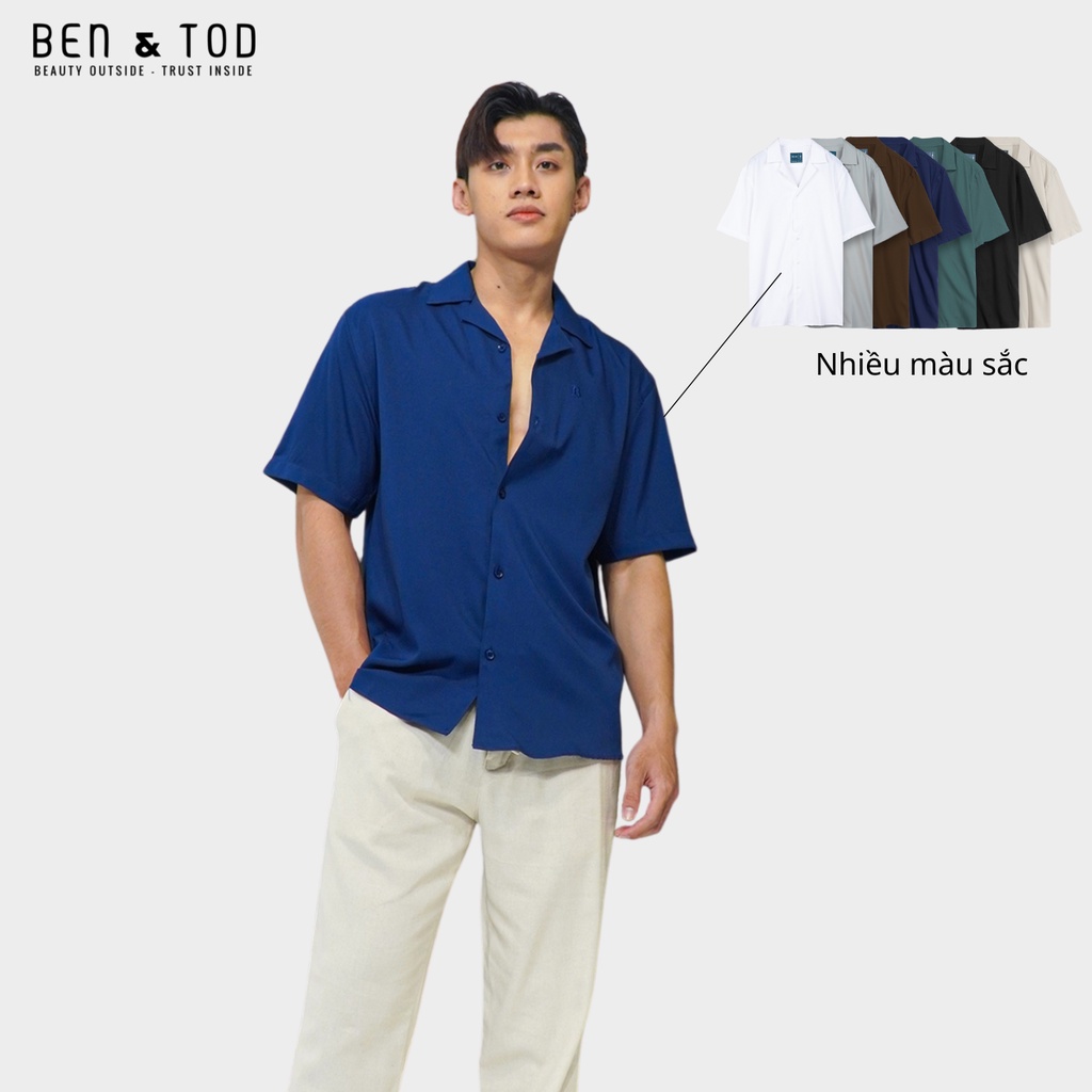 Áo sơ mi nam BEN & TOD S21011 tay ngắn, vải cotton lụa không nhăn, thấm hút mồ hôi, trẻ trung, thanh lịch