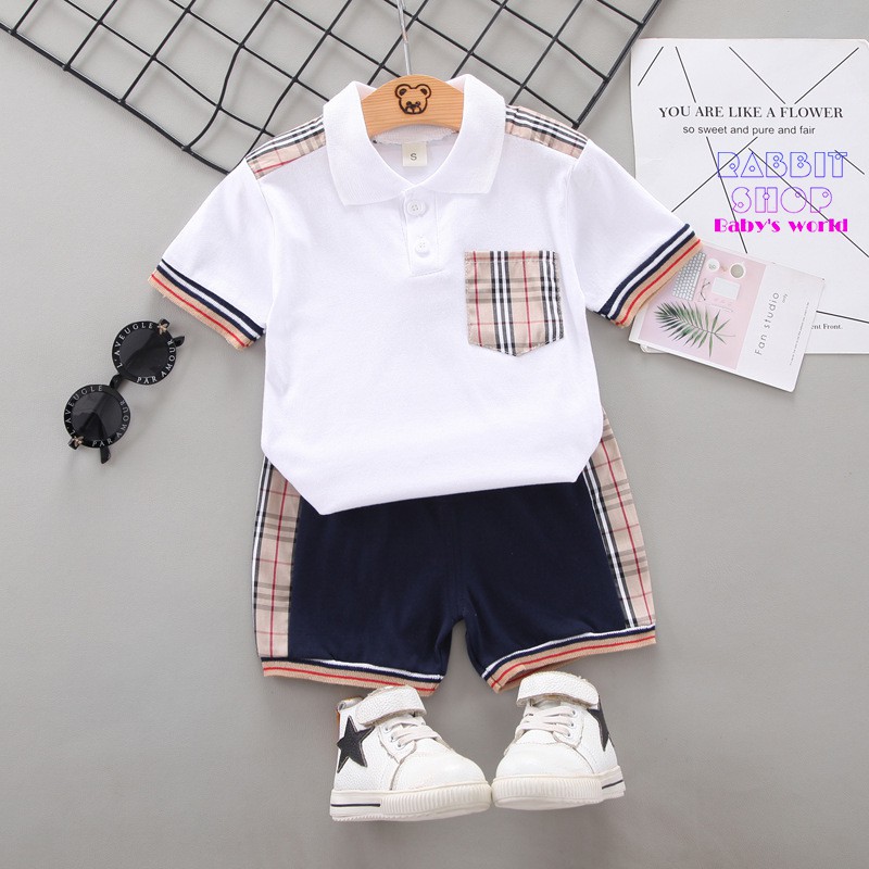 Bộ quần áo cho bé trai cộc tay cho bé áo thun cotton polo quần short công tử [MH14]
