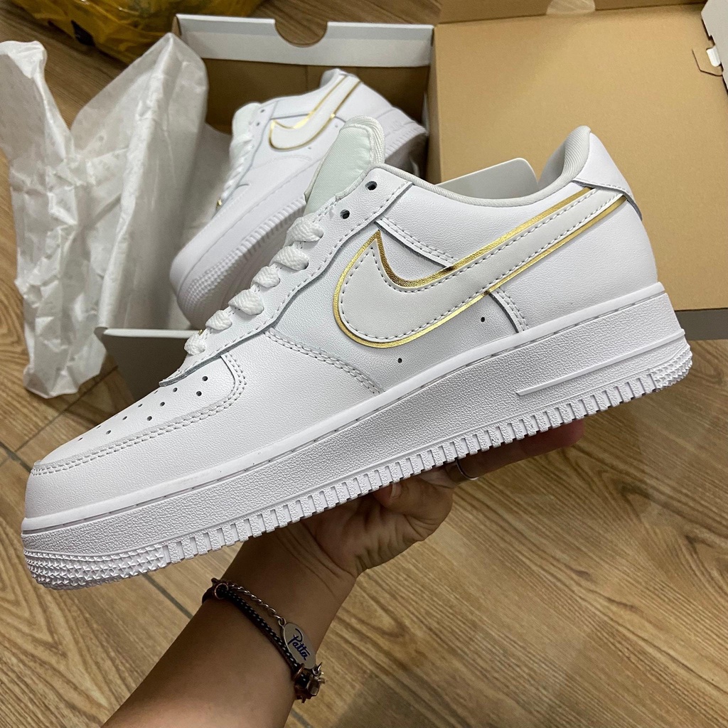 Giày_nike trắng full viền vàng, giày af1 trắng viền vàng hàng cao cấp full size, full bill box