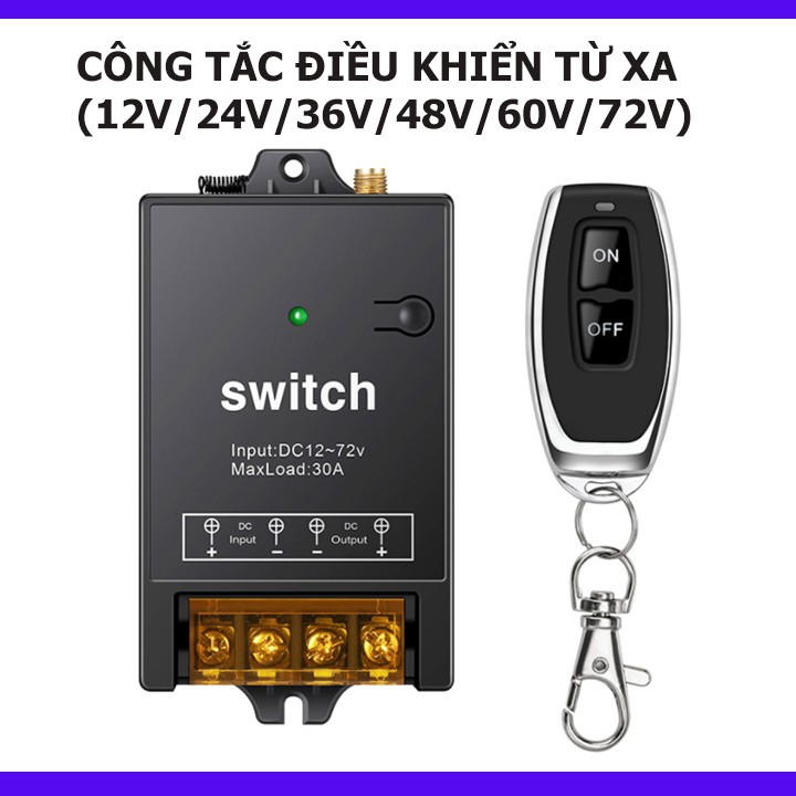 [MẪU 2021 12V] BỘ CÔNG TẮC ĐIỀU KHIỂN TỪ XA 12V 24v 36v 48v 72V/DC/ 30A lắp xe điện, bình ắc quy