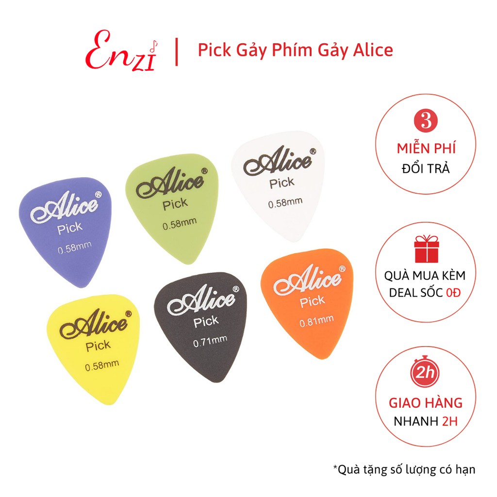 Phím gảy đàn pick gẩy đủ cỡ 0,46mm pick Alice 0,71mm 0,81mm 0,96mm 1,2mm 1,5mm Enzi