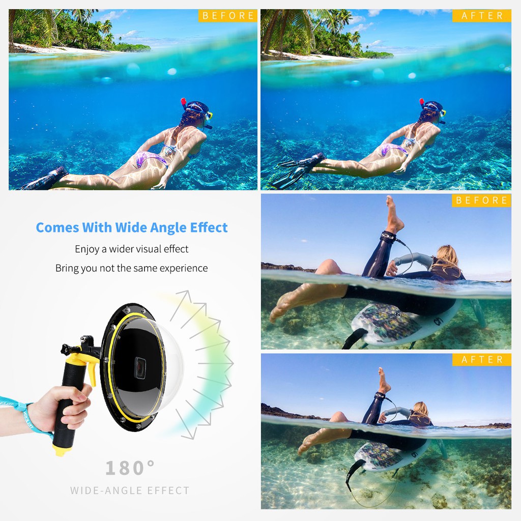 TELESIN Gopro Dome Port with Floating Bobber Handle for GoPro Hero 5/hero 6 | BigBuy360 - bigbuy360.vn