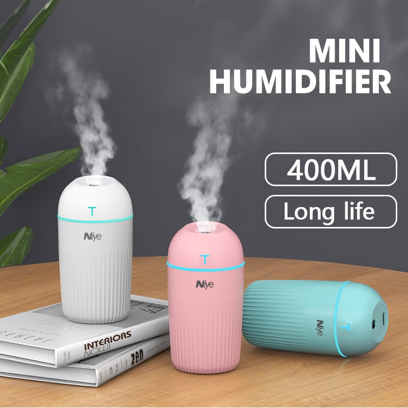 VIXI Máy tạo độ ẩm Mini 400ml Máy tính để bàn Văn phòng Nhà nhỏ Phòng ngủ yên tĩnh Phòng ngủ ký túc xá Sinh viên Không khí dễ thương Món quà sinh nhật Phụ nữ mang thai Bé Usb Cô gái Xịt thơm Xịt dưỡng