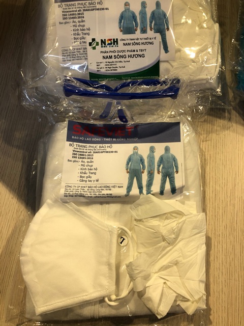 [Hàng chuẩn] BỘ ĐỒ QUẦN ÁO PHÒNG DỊCH, BẢO HỘ LAO ĐỘNG SET 7 MÓN - áo quần bảo hộ phòng dịch đi sân bay