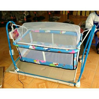 [GIÁ SỈ] Nôi điện võng xếp Đại Vĩ đa năng 2in1 kèm màn + võng