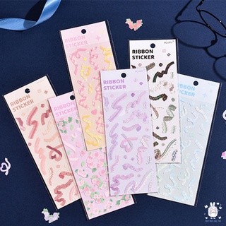 Sticker ruy băng lấp lánh trang trí sổ tay toploader
