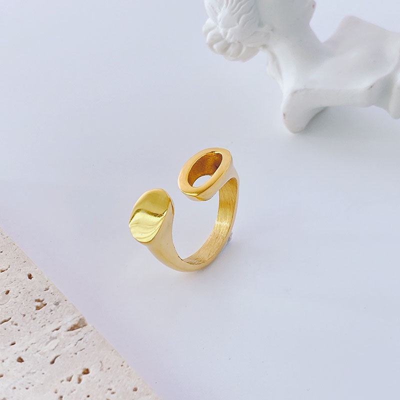 Nhẫn Hở Mạ Vàng 18k Mặt Hình Oval Thời Trang Cho Nữ