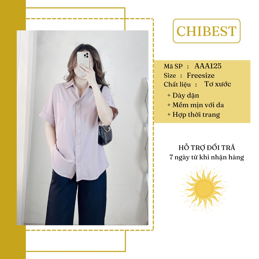 [Mã FAMARAL1 giảm 10K đơn 50K] Áo sơ mi nữ form rộng áo sơ mi tay lỡ gấp line CHIBEST AAA125
