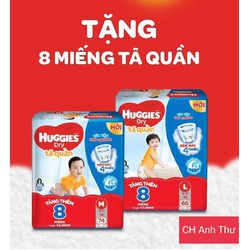 (CÓ LOẠI TĂNG 8 MIẾNG) TÃ QUẦN HUGGIES L68 M74 XL62 XXL56