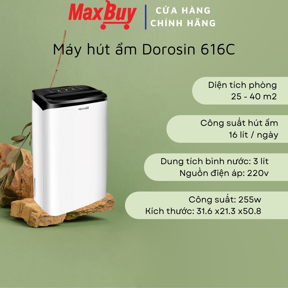 Máy hút ẩm lọc không khí Dorosin công suất 30 lít/ngày ER-630E Tặng Đồng Hồ Đo Độ Ẩm HTC-01 MAXBUY