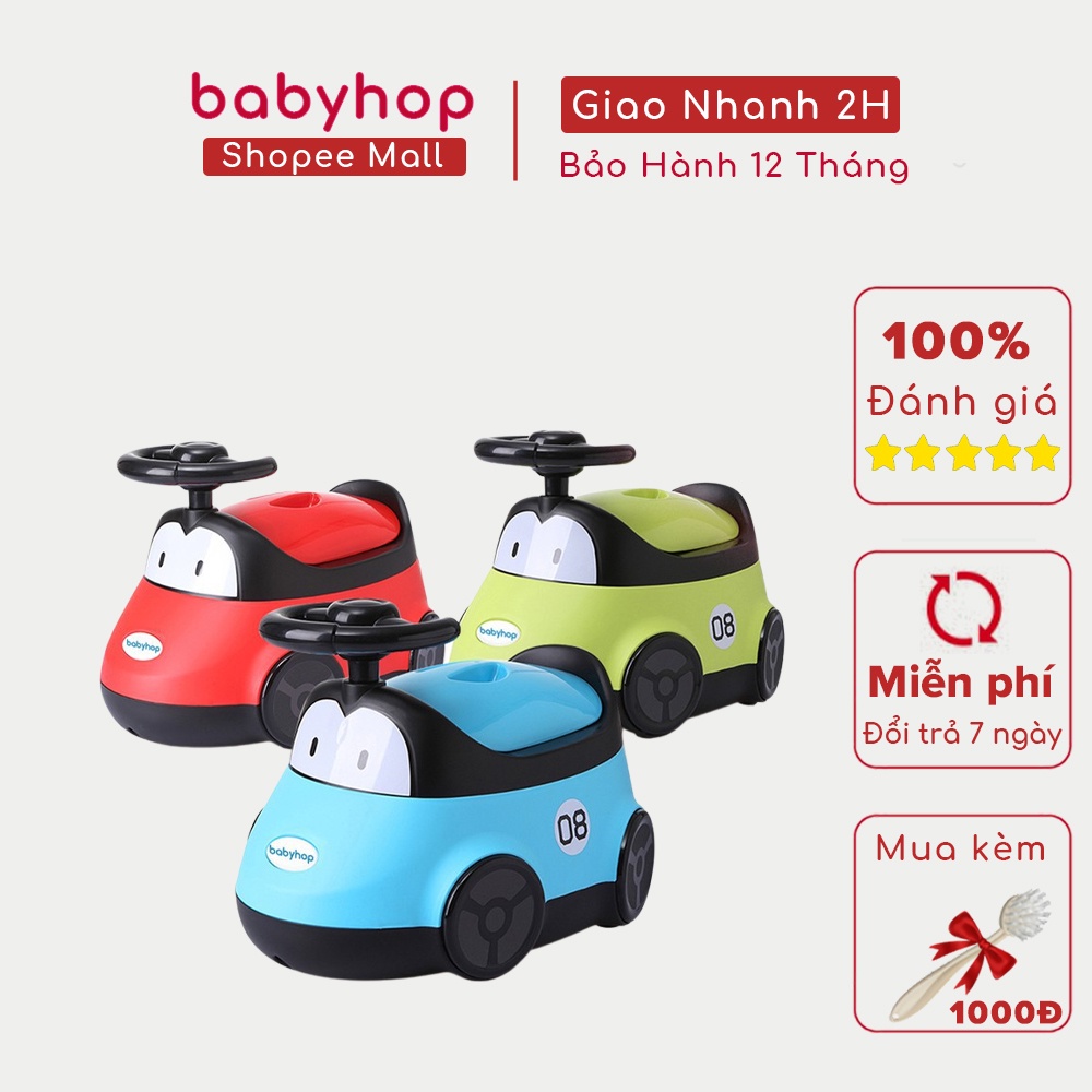 Bô vệ sinh cho bé hình ô tô Babyhop phù hợp với bé trai và bé gái 6 tháng đến 5 tuổi đế chống trơn trượt có vô lăng