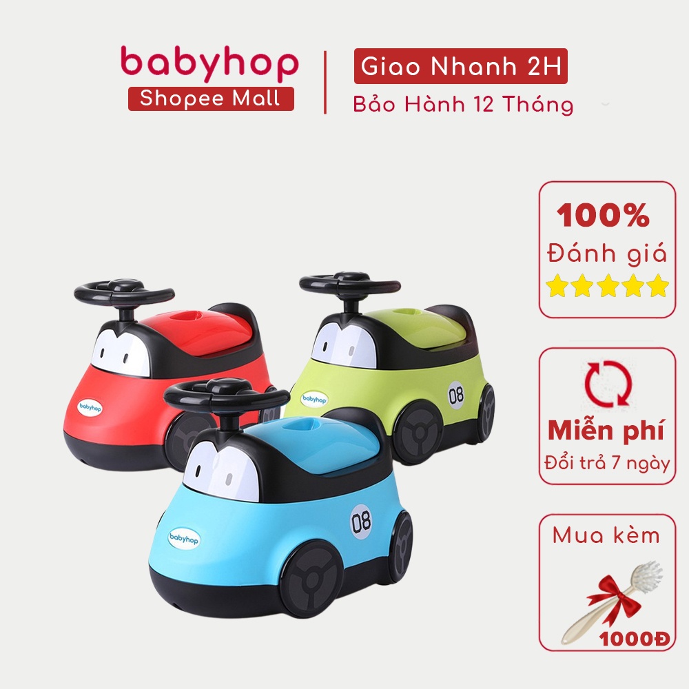 Bô cho bé đi vệ sinh hình ô tô Babyhop phù hợp với bé trai và bé gái 6 tháng đến 5 tuổi đế chống trơn trượt có vô lăng