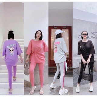Đồ bộ nữ thể thao HOLIDAY HL001 tay ngắn quần dài thun cotton 4 chiều siêu xịn xuống phố  NEW NEW
