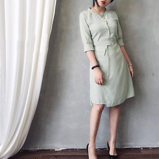 SALE  Đầm SESI Lụa Hồng Xanh ( có tà chéo cột dây )