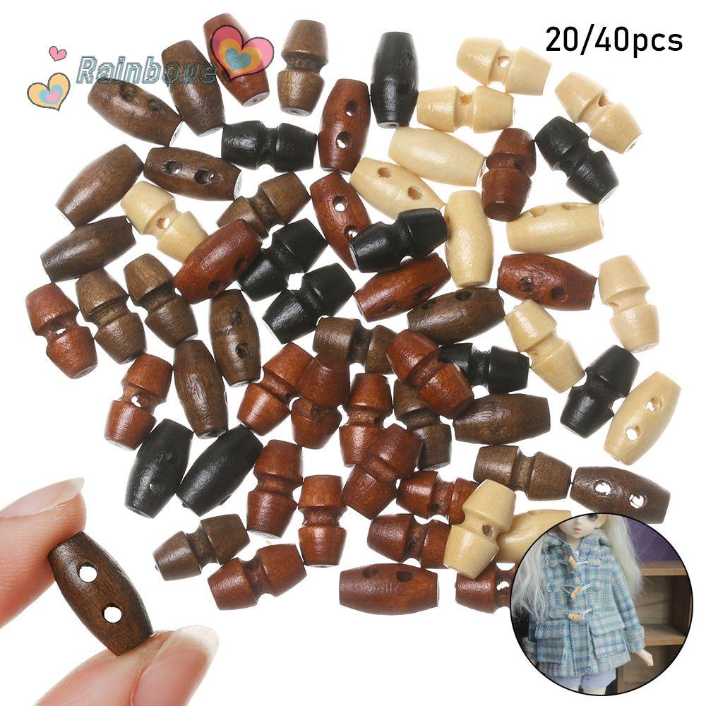Set 20/40 Khuy Áo Khoác Bằng Gỗ 1/6 Cho Búp Bê