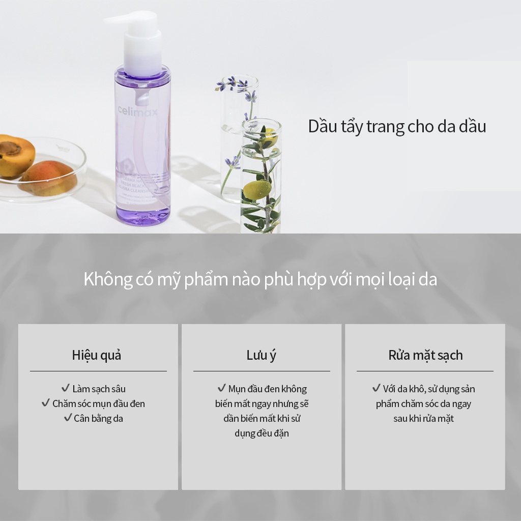 Dầu tẩy trang CELIMAX Jojoba làm sạch mụn đầu đen dung tích 150ml