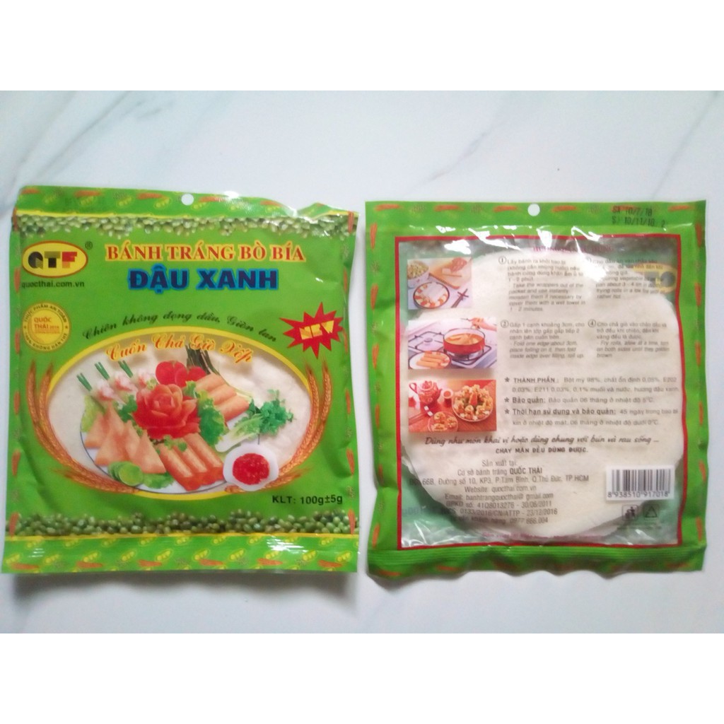 [GIÁ RẺ NHẤT] Bánh tráng bò bía đậu xanh - Cuốn chả giò xốp. -- Bộ 10 gói