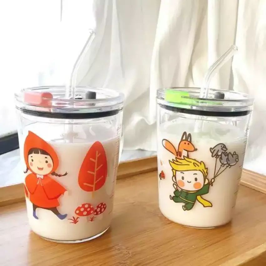 Ly Thủy Tinh 3 In 1 Chia Vạch Nắp Đậy Kín Hơi Tặng Kèm Ống Hút Cốc Giữ Nhiệt Pha Các Loại Đồ Uống Tiện Dụng Kotic_shop