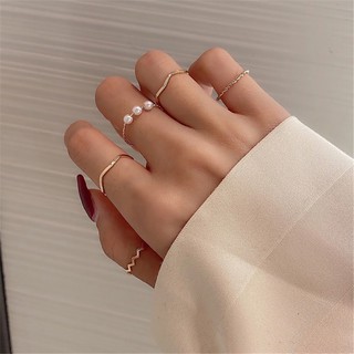 set 5c nhẫn thanh mảnh phong cách Hàn Quốc