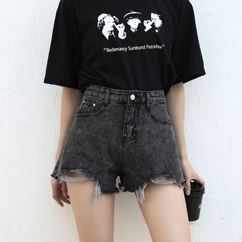 Quần Short Denim Lưng Cao Dáng Rộng Thời Trang Hàn Quốc 2022 Amoi Cho Nữ