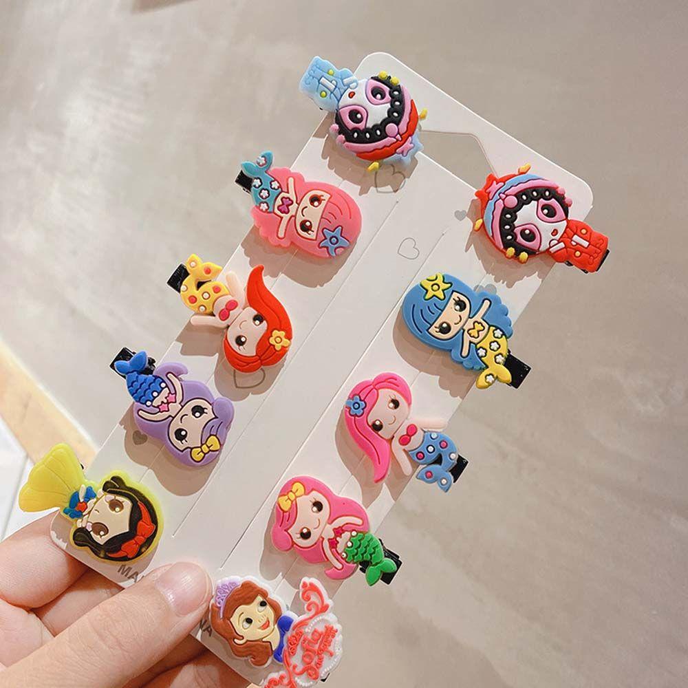 Set 10 Kẹp Tóc Hình Đám Mây/Nàng Tiên Cá/Công Chúa Lọ Lem Cho Bé Gái
