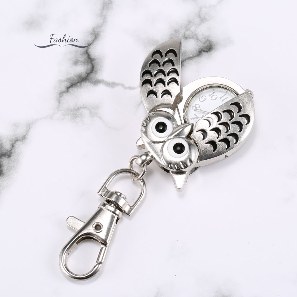 Đồng hồ bỏ túi kiêm móc khóa hợp kim hình cú mèo xinh xắn