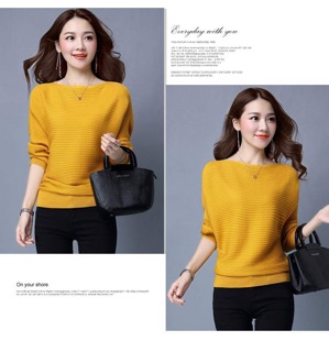 MS089 Áo len cánh dơi cổ thuyền sang trọng